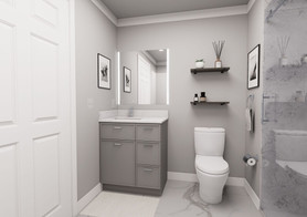 30-in x 21-in x 35-in Ready to Assemble Slim Shaker Vanity Combo Base Cabinet With Three Drawers on Right, Light Grey, V3021DR-RTA-FR02-LG