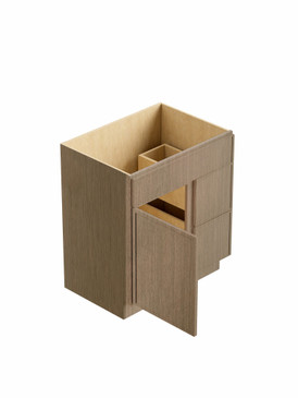 27-in x 21-in x 35-in Ready to Assemble Slim Shaker Vanity Combo Base Cabinet With Two Drawers on Right, Tan Wood, V2721DR-2D-RTA-FR02-TW