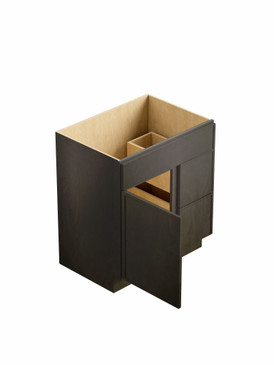 27-in x 21-in x 35-in Ready to Assemble Slim Shaker Vanity Combo Base Cabinet With Two Drawers on Right, Smokey Grey, V2721DR-2D-RTA-FR02-SG