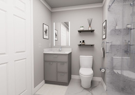 27-in x 21-in x 35-in Ready to Assemble Slim Shaker Vanity Combo Base Cabinet With Two Drawers on Right, Light Grey, V2721DR-2D-RTA-FR02-LG