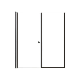 Lyna 60-in x 70-in Pivot Shower Door And Fixed Panel With 1/4-in Clear Glass And Double-Sided Knob Handles, Matte Black