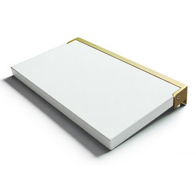 Preston flip-up fold-down ADA compliant padded shower seat in white and champagne bronze, 26 in. W x 15 in. D, by Transolid, PPS1526UP-01CB
