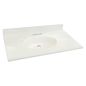 Samson 37-in x 22-in Cultured Marble Single Bowl Vanity Top, White on White (3-Pack)