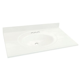 Samson 25-in x 22-in Cultured Marble Single Bowl Vanity Top, White (3-Pack)