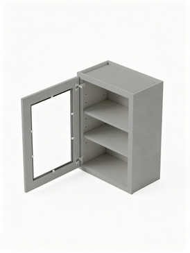 18 in. x 30 in. Ready to Assemble Wall Cabinet with Single Remington Frame Clear Glass Door, Light Grey