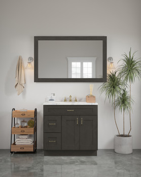 54-in x 34-in Shaker Framed Vanity Mirror, Smokey Grey