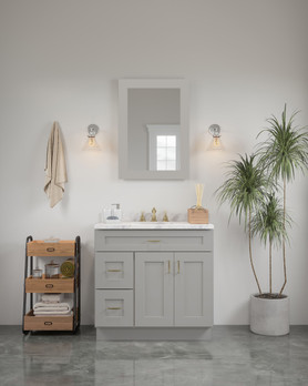 24-in x 34-in Shaker Framed Vanity Mirror, Light Grey