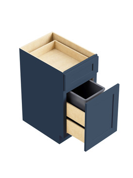 15-in x 24-in x 35-in Ready To Assemble Shaker Single Trash Can Pull-Out Base Cabinet, Navy Blue