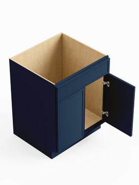 27-in x 24-in x 35-in Ready To Assemble Slim Shaker Double Door Single Drawer Front Sink Base Cabinet, Navy Blue