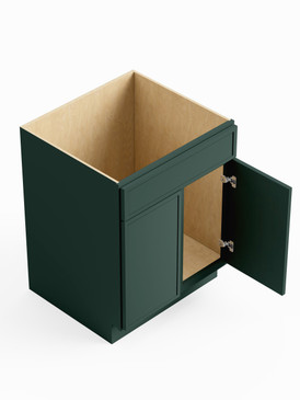 27-in x 24-in x 35-in Ready To Assemble Slim Shaker Double Door Single Drawer Front Sink Base Cabinet, Green