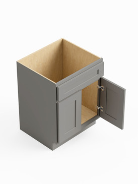 27-in x 24-in x 35-in Ready To Assemble Shaker Double Door Single Drawer Front Sink Base Cabinet, Light Grey