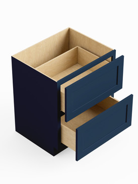 24-in x 24-in x 35-in Ready To Assemble Shaker Two Drawer Base Cabinet, Navy Blue