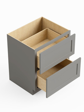 24-in x 24-in x 35-in Ready To Assemble Shaker Two Drawer Base Cabinet, Light Grey