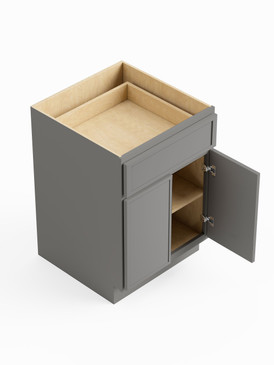 30-in x 24-in x 35-in Ready To Assemble Slim Shaker Double Door Single Drawer Base Cabinet, Light Grey