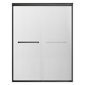 Stratford 60-in x 78-in Bypass Shower Door With 5/16-in Full Frost Glass And Round Tube Handles, Matte Black