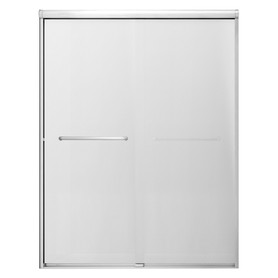 Stratford 60-in x 78-in Bypass Shower Door With 5/16-in Full Frost Glass And Round Tube Handles, Brushed Stainless