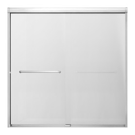 Stratford 60-in x 60-in Bypass Shower Door With 5/16-in Full Frost Glass And Round Tube Handles, Brushed Stainless