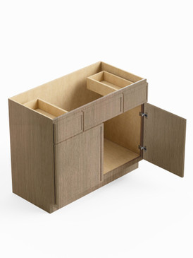 48-in x 21-in x 35-in Ready to Assemble Slim Shaker Vanity Combo Base Cabinet, Tan Wood, VSD48-RTA-FR02-TW