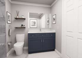 48-in x 21-in x 35-in Ready To Assemble Shaker Vanity Combo Base Cabinet, Navy Blue, VSD48-RTA-FR01-NB