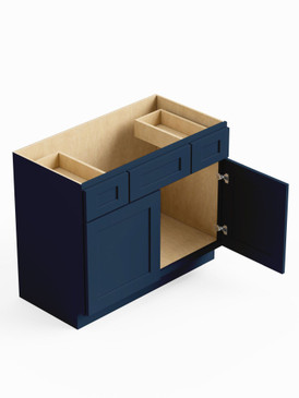 48-in x 21-in x 35-in Ready To Assemble Shaker Vanity Combo Base Cabinet, Navy Blue, VSD48-RTA-FR01-NB