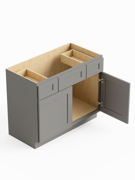 48-in x 21-in x 35-in Ready To Assemble Shaker Vanity Combo Base Cabinet, Light Grey, VSD48-RTA-FR01-LG