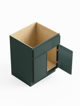 33-in x 21-in x 35-in Ready to Assemble Slim Shaker Double Door Single Drawer Front Vanity Sink Base Cabinet, Green, VS33S-RTA-FR02-GR