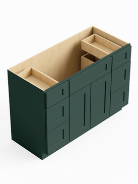 60-in x 21-in x 35-in Ready to Assemble Shaker Vanity Combo Base Cabinet With Double Drawer Stack, Green, VDDB60-RTA-FR01-GR