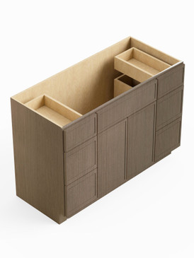 48-in x 21-in x 35-in Ready to Assemble Slim Shaker Vanity Combo Base Cabinet With Double Drawer Stack, Tan Wood, VDDB48-RTA-FR02-TW