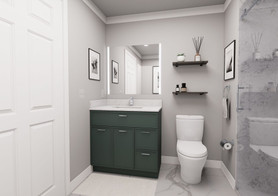 36-in x 21-in x 35-in Ready to Assemble Slim Shaker Vanity Combo Base Cabinet With Two Drawers on Right, Green, V3621DR-2D-RTA-FR02-GR