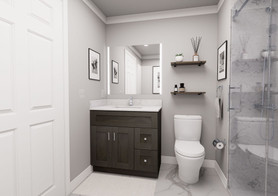 36-in x 21-in x 35-in Ready to Assemble Shaker Vanity Combo Base Cabinet With Two Drawers on Right, Smokey Grey, V3621DR-2D-RTA-FR01-SG