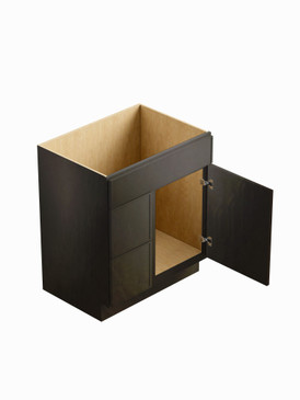 30-in x 21-in x 35-in Ready to Assemble Slim Shaker Vanity Combo Base Cabinet With Two Drawers on Left, Smokey Grey, V3021DL-2D-RTA-FR02-SG