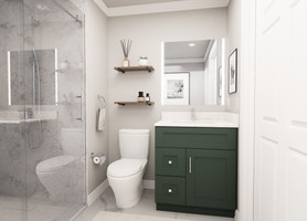30-in x 21-in x 35-in Ready to Assemble Shaker Vanity Combo Base Cabinet With Two Drawers on Left, Green, V3021DL-2D-RTA-FR01-GR