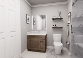 30-in x 18-in x 31-in Ready To Assemble Shaker Single Door with Two Right-Side Drawers Vanity Base Cabinet, Tan Wood, V301831DR-2D-RTA-FR01-TW