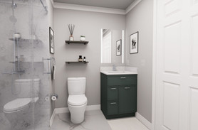 24-in x 21-in x 35-in Ready to Assemble Slim Shaker Vanity Combo Base Cabinet With Two Drawers on Left, Green, V2421DL-2D-RTA-FR02-GR