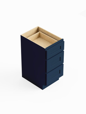 12-in x 21-in x 35-in Ready To Assemble Shaker Vanity Three Drawer Base Cabinet, Navy Blue, 3VDB12-RTA-FR01-NB
