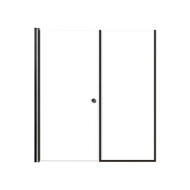 Lyna 62-in x 70-in Pivot Shower Door And Fixed Panel With 1/4-in Clear Glass And Double-Sided Knob Handles, Matte Black