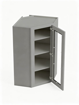 24 in. x 42 in. Ready to Assemble Easy Reach Wall Cabinet with Remington Frame Clear Glass Door, Light Grey