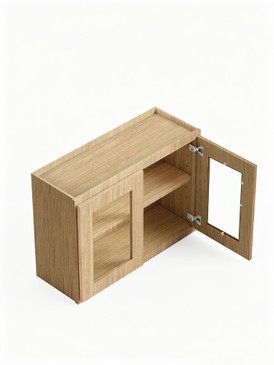 36 in. x 24 in. Ready to Assemble Wall Cabinet with Remington Frame Clear Glass Door, Tan Wood