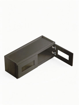 33 in. x 18 in. Ready to Assemble Wall Cabinet with Remington Frame Clear Glass Door, Smokey Grey