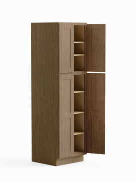 30-in x 24-in x 84-in Ready To Assemble Shaker Four Door Tall Utility Cabinet, Tan Wood