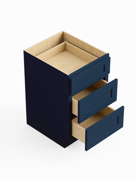21-in x 24-in x 35-in Ready To Assemble Shaker Three Drawer Base Cabinet, Navy Blue