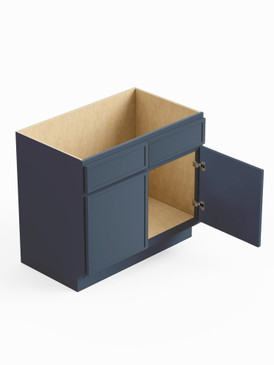36-in x 21-in x 35-in Ready to Assemble Slim Shaker Double Door Double Drawer Front Vanity Sink Base Cabinet, Navy Blue, VS36-RTA-FR02-NB
