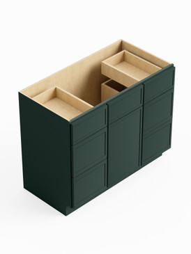 42-in x 21-in x 35-in Ready to Assemble Slim Shaker Vanity Combo Base Cabinet With Double Drawer Stack, Green, VDDB42-RTA-FR02-GR