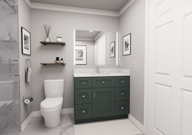 42-in x 21-in x 35-in Ready To Assemble Shaker Vanity Combo Base Cabinet With Double Drawer Stack, Green, VDDB42-RTA-FR01-GR