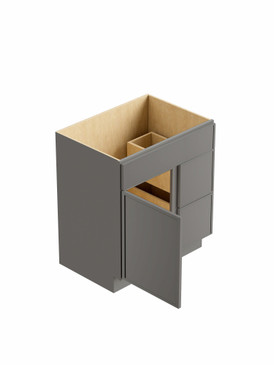 30-in x 21-in x 35-in Ready to Assemble Slim Shaker Vanity Combo Base Cabinet With Two Drawers on Right, Light Grey, V3021DR-2D-RTA-FR02-LG