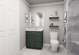30-in x 21-in x 35-in Ready to Assemble Slim Shaker Vanity Combo Base Cabinet With Two Drawers on Right, Green, V3021DR-2D-RTA-FR02-GR