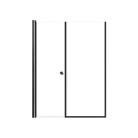 Lyna 52-in x 70-in Pivot Shower Door And Fixed Panel With 1/4-in Clear Glass And Double-Sided Knob Handles, Matte Black