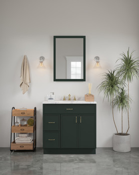 24-in x 34-in Slim Shaker Framed Vanity Mirror, Green