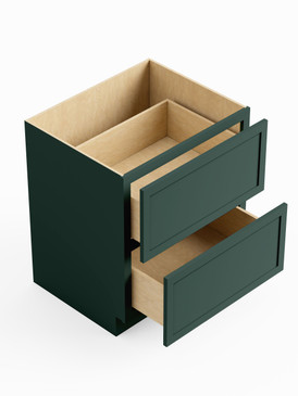 24-in x 24-in x 35-in Ready To Assemble Slim Shaker Two Drawer Base Cabinet, Green