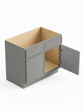 36-in x 21-in x 35-in Ready to Assemble Slim Shaker Double Door Double Drawer Front Vanity Sink Base Cabinet, Light Grey, VS36-RTA-FR02-LG